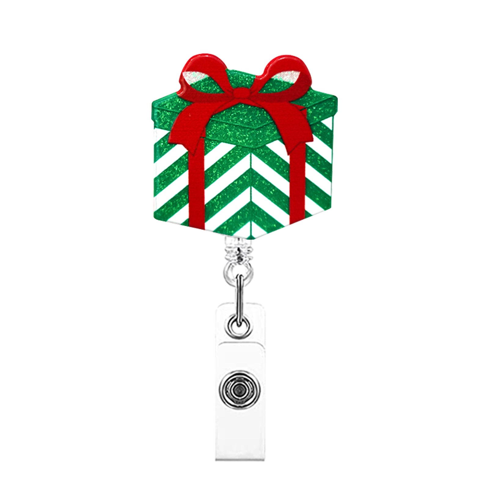 Wholesale Christmas acrylic glitter snowman Christmas tree telescopic clip rotating easy pull buckle